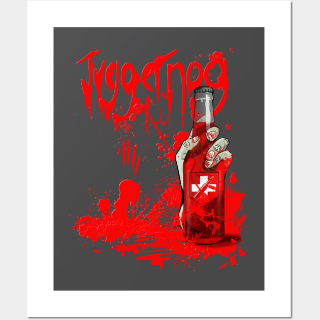 Zombie Hand Bloodied Juggernog on Charcoal Wall Art by LANStudios